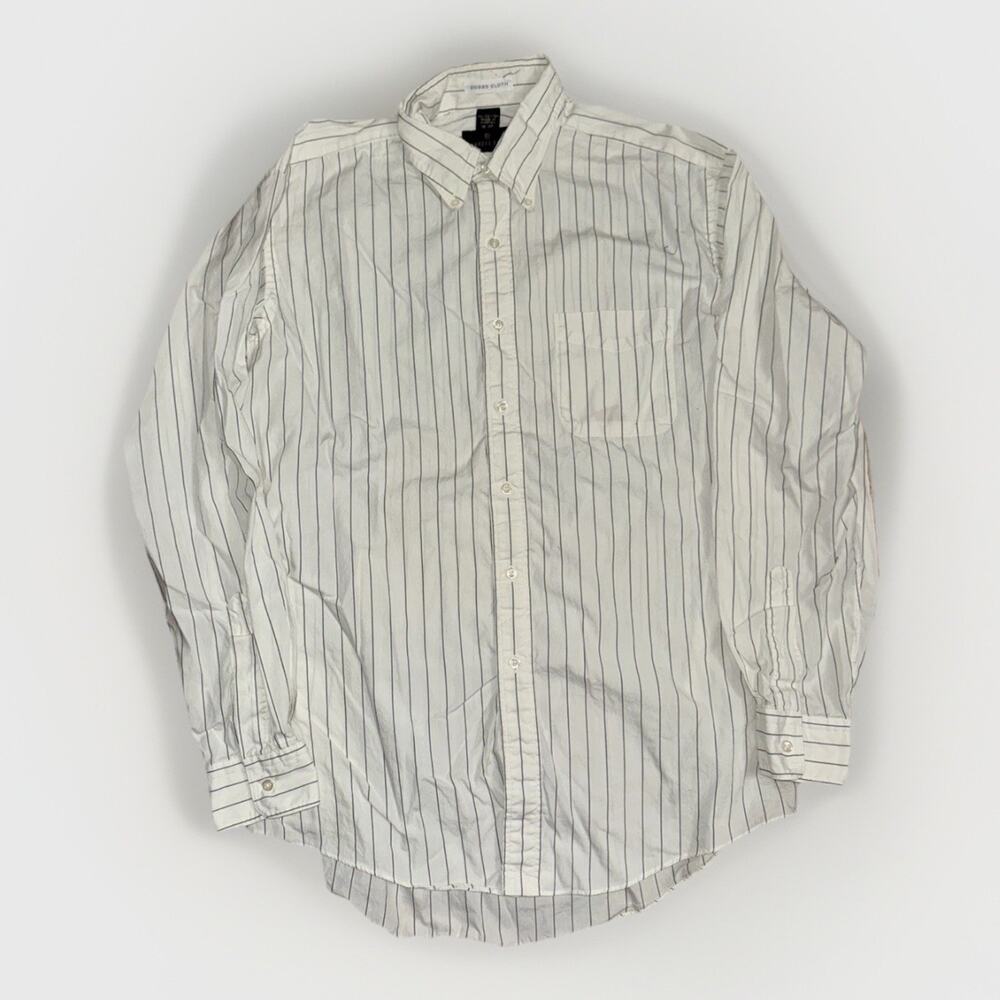 Ferrell Reed Vertical Stripe Dress Shirt Men’s 16-35 White Blue Downs Cloth